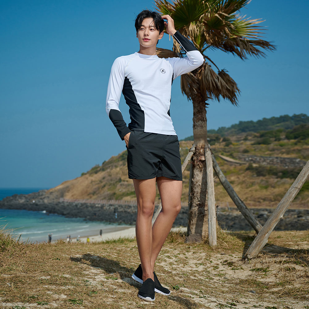 위크나인 래쉬가드 여자 남자 커플 워터파크 물놀이 긴팔 수영복 상의 슬릿나그랑 - 상세 이미지 5
