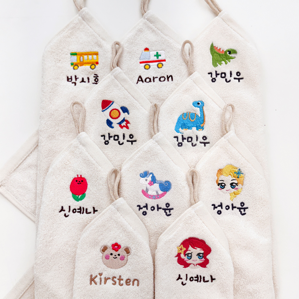 어린이집수건 고리 손수건 유치원 이름자수 핸드타올 자동차 제품 이미지