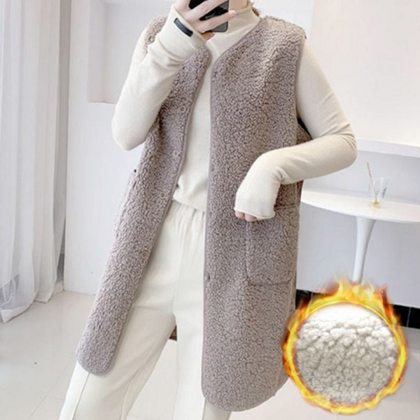 뽀글이 여성 롱 조끼 베스트 여성 후리스 조끼 데일리 보온 - 상품 이미지