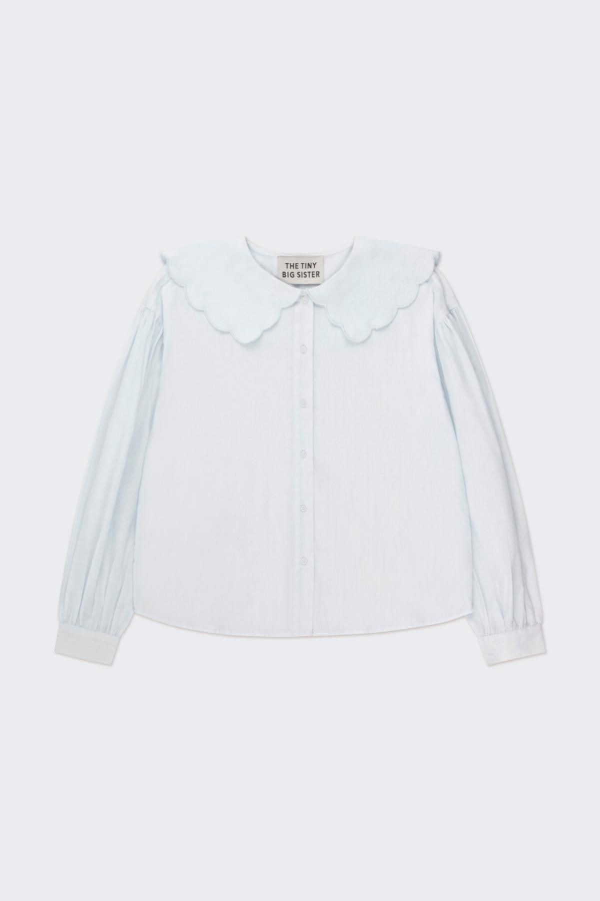 타이니코튼 러블리 스캘럽카라 라이트블루 셔츠 AW24-623J24 PALE BLUE - 메인 이미지