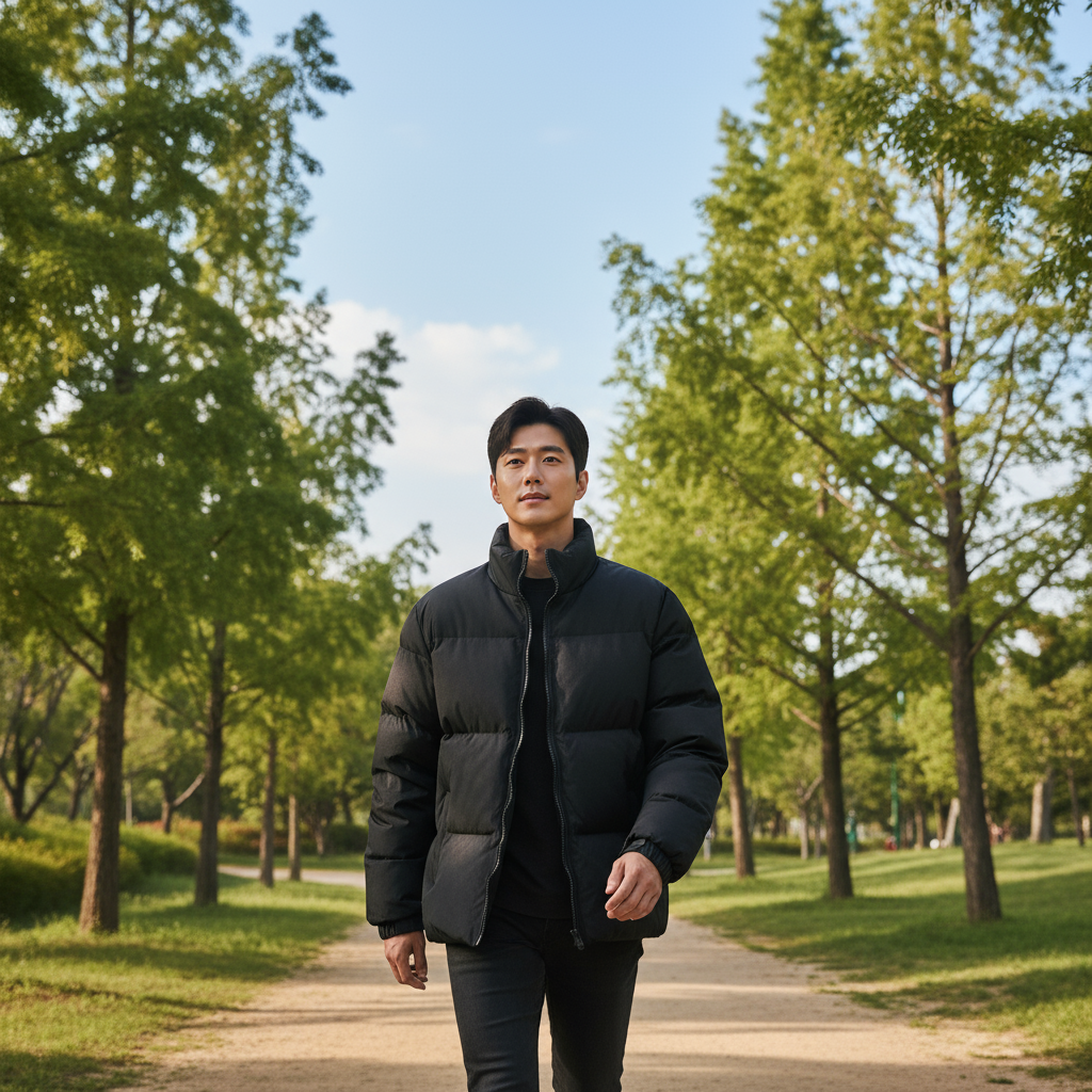 남성 경량 패딩 점퍼 방한 데일리 심플 남녀공용 빅사이즈 오버핏 이미지 7