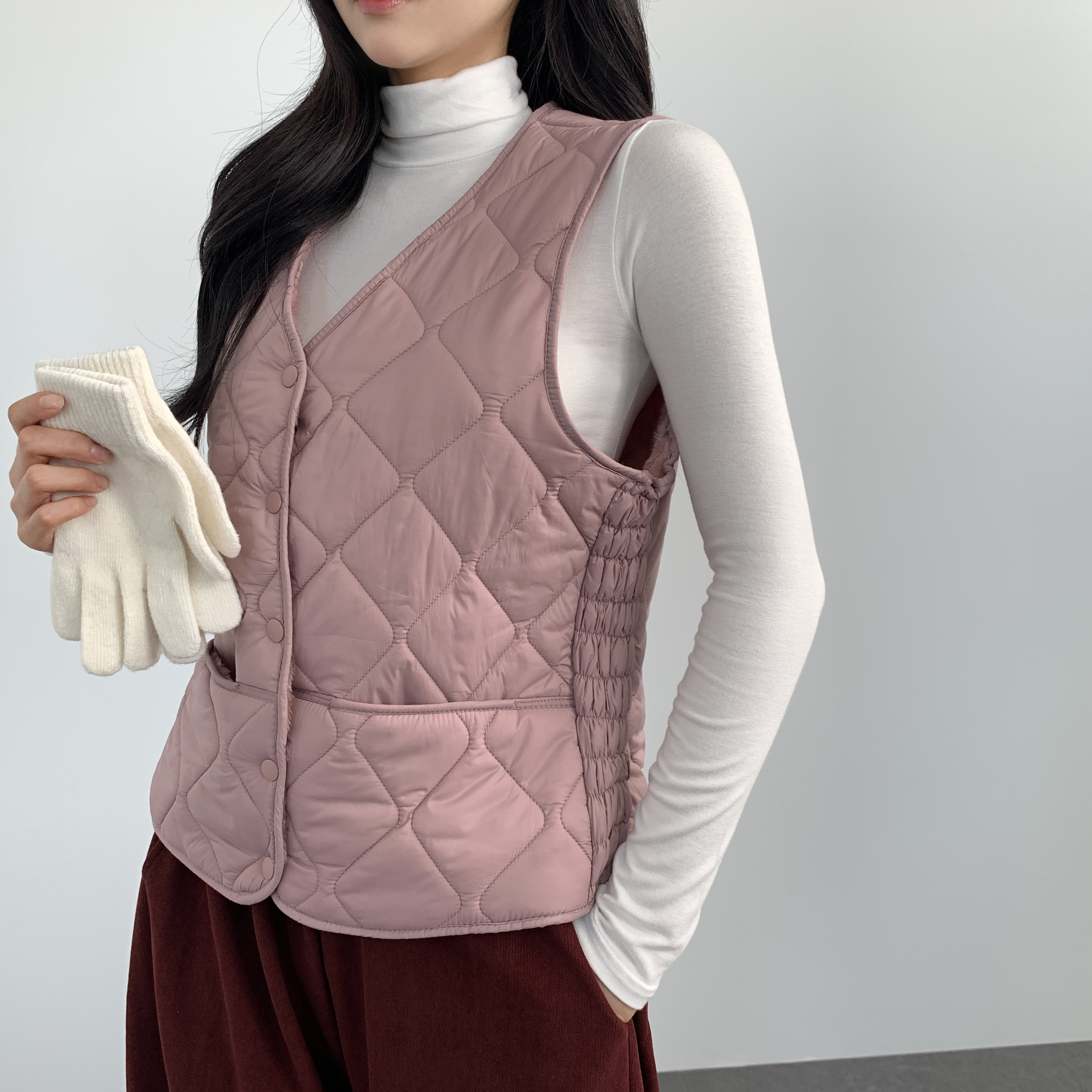 여성 경량패딩 조끼 러닝패딩 플리스 베스트 후리스 다운조끼 깔깔이 - 상세 이미지 2