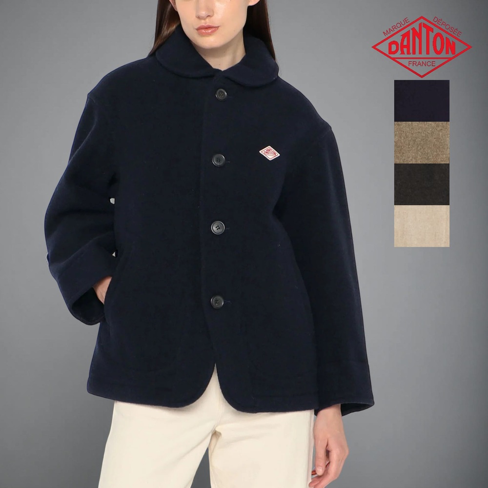 단톤 울 파일 라운드 카라 재킷 여성 코트 DT-A0010WOP 36 NAVY - 메인 이미지