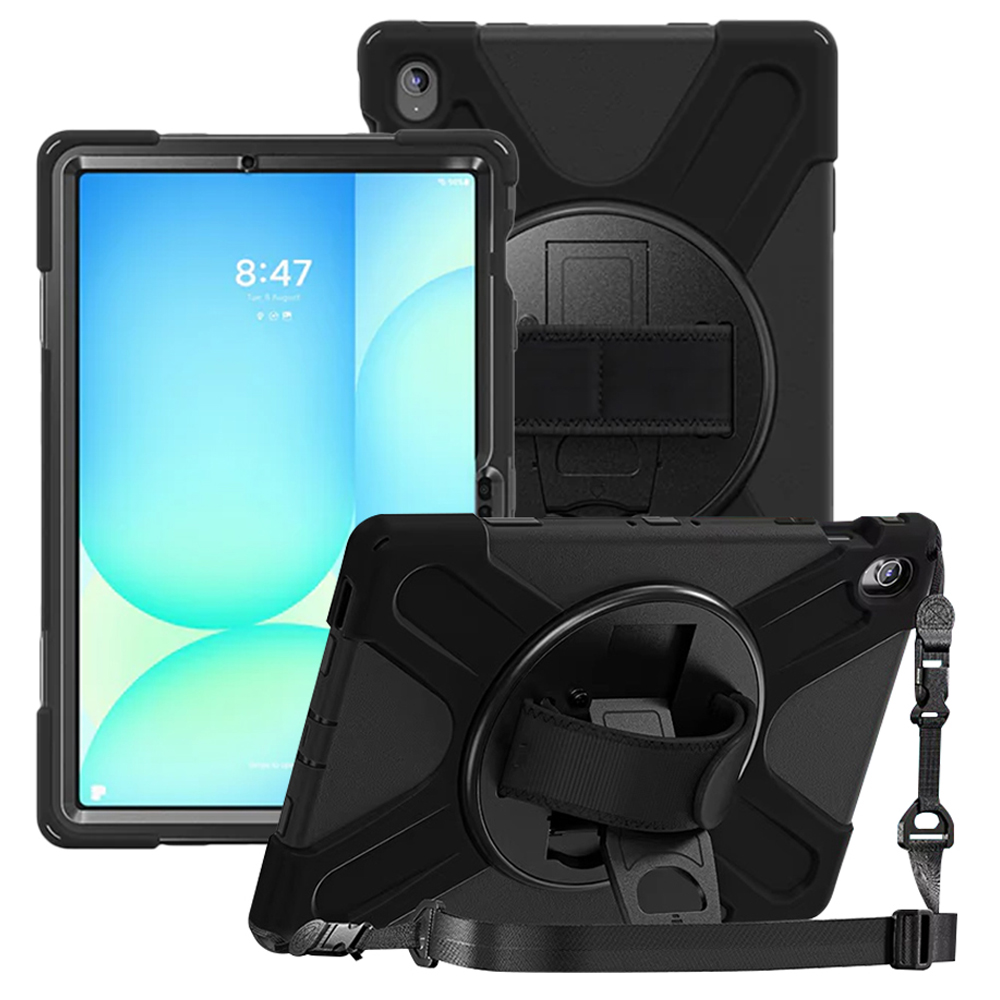 갤럭시탭 S10 FE 플러스 케이스 범퍼 스트랩 키즈 라운드 글러브 아머 블랙, 탭 S10 FE+ - 상품 이미지