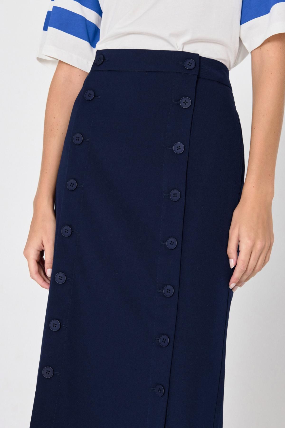 타이니코튼 모던 버튼 디테일 미디 스커트 AW24-648107 ONE COLOR - 상세 이미지 5