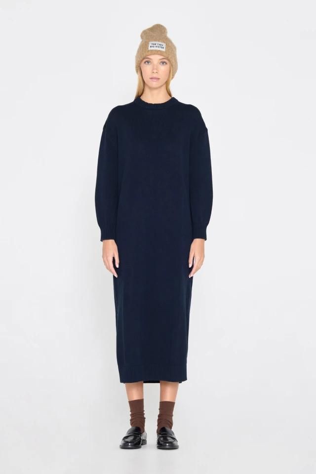 타이니코튼 미니멀 네이비 니트 롱 원피스 AW24-710107 ONE COLOR - 상세 이미지 3
