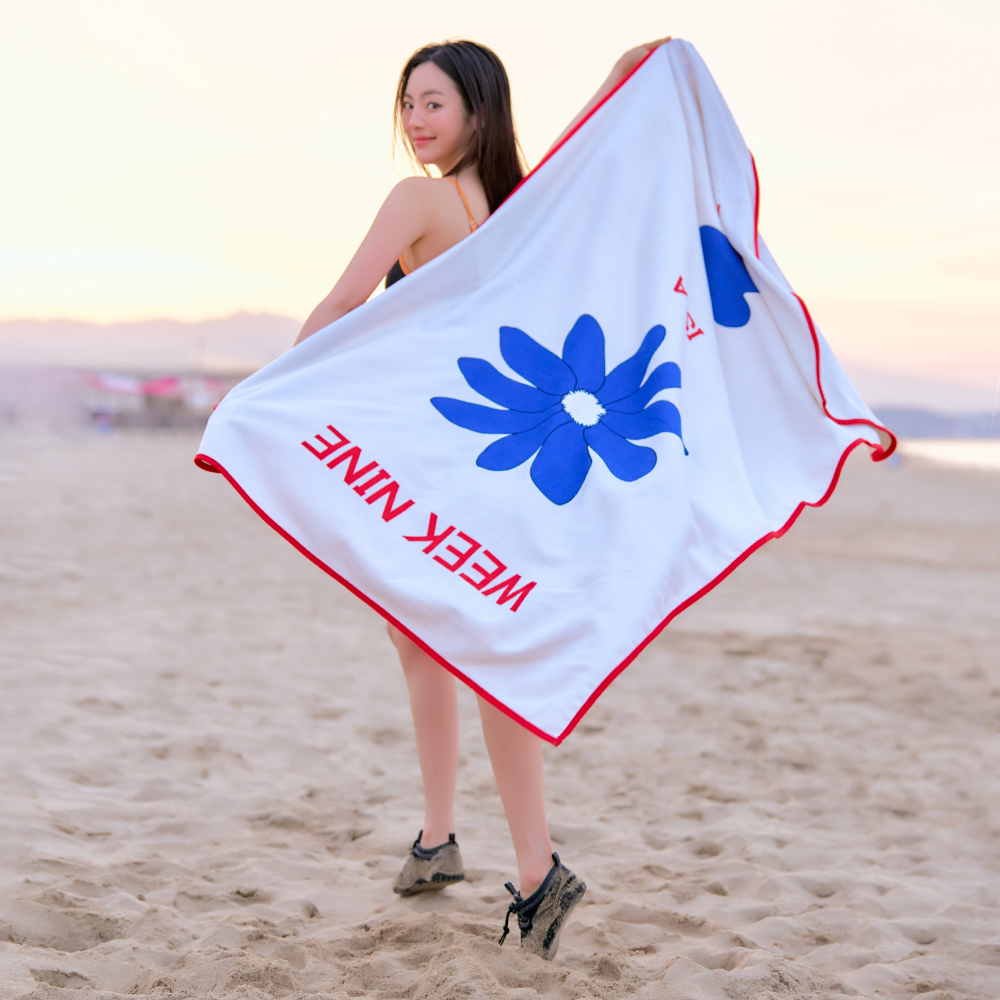 위크나인 비치 타올 특 대형 극세사 타월 물놀이 성인 가벼운 큰 수건 플라워 - 상품 이미지