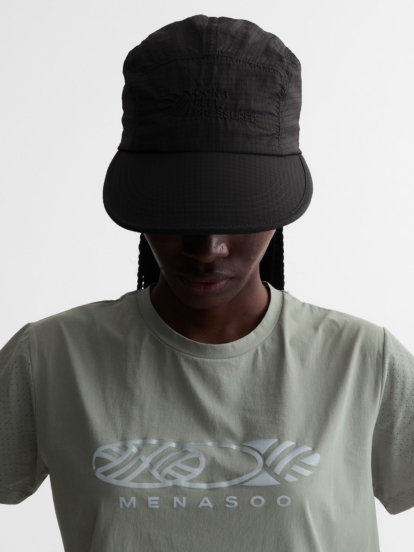 [미나수] Dont Feel Pressured Rip Camp Cap_Black - 상품 이미지