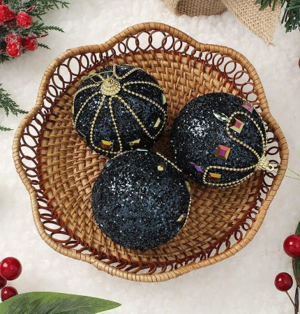 [트렌디프레소 협력사]데이슬롯 장식볼 3p 보석큐빅 트리오너먼트 오너먼트 크리스마스장식