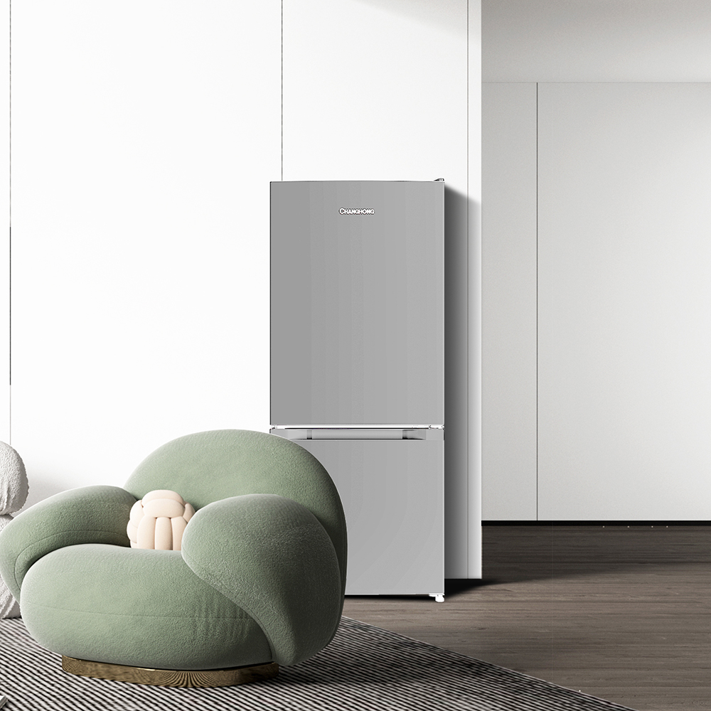 창홍 소형 미니 냉장고 2도어 원룸 가정용 실버 117L