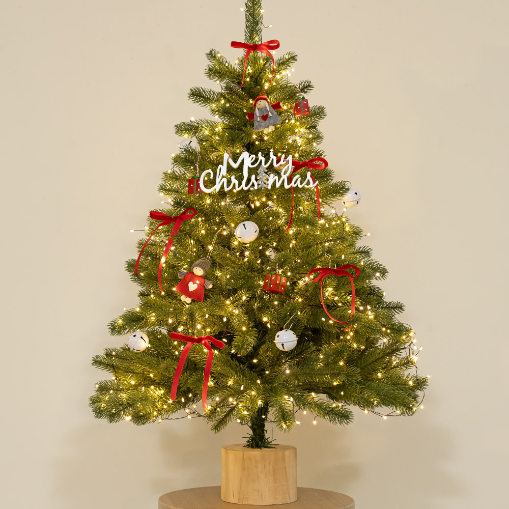 크리스마스 트리 나무 장식 풀세트 레드마블더블그린 90cm (양면) 성탄절 PE 중형 소품 용품 데코 꾸미기 - 상세 이미지 4