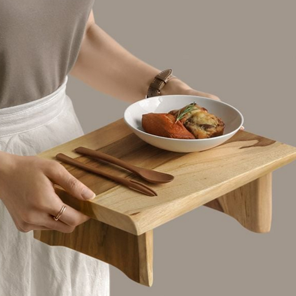 다용도 티크 우드 선반 수제 원목 선반 통원목 나무 수납 - 메인 이미지