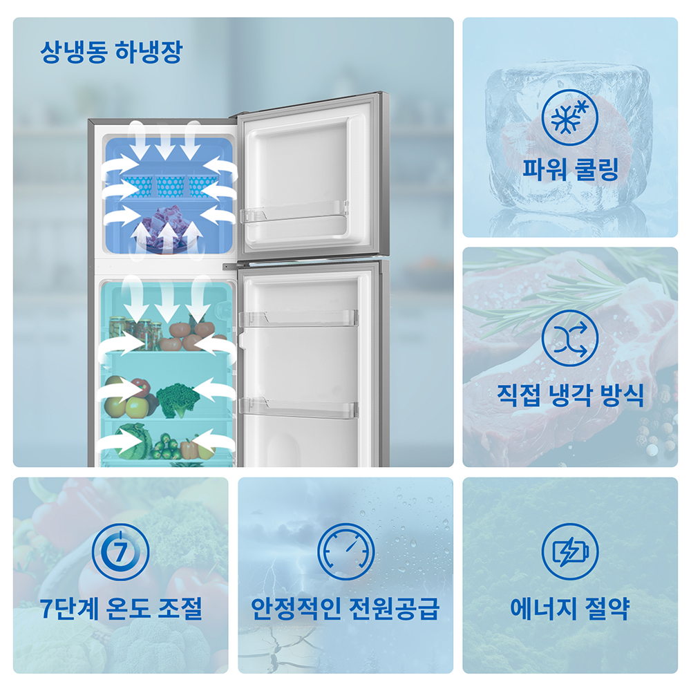 창홍 소형 미니 냉장고 2도어 원룸 가정용 실버 138L