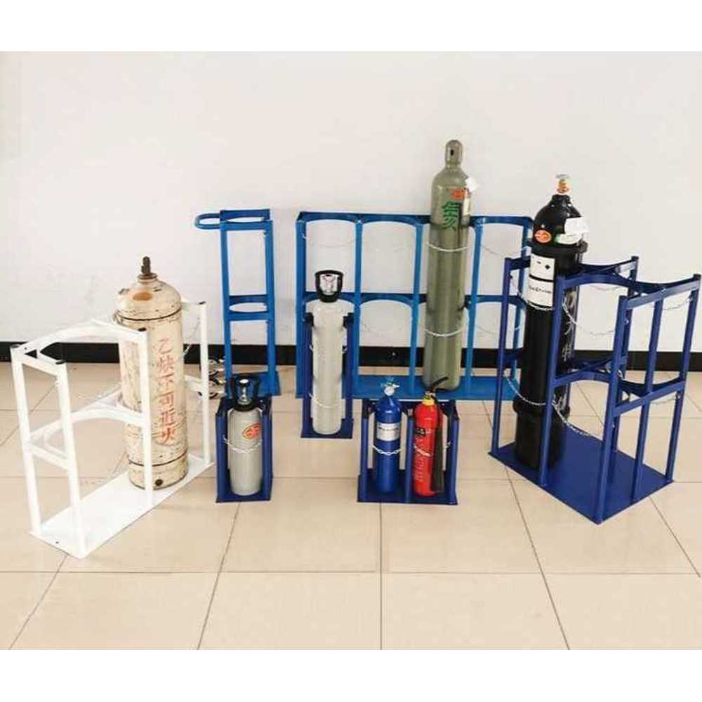 LPG 가스통 거치대 실외 안전 보관 스틸 거치 프레임 5병 4L-5L (블루/화이트) - 상세 이미지 2