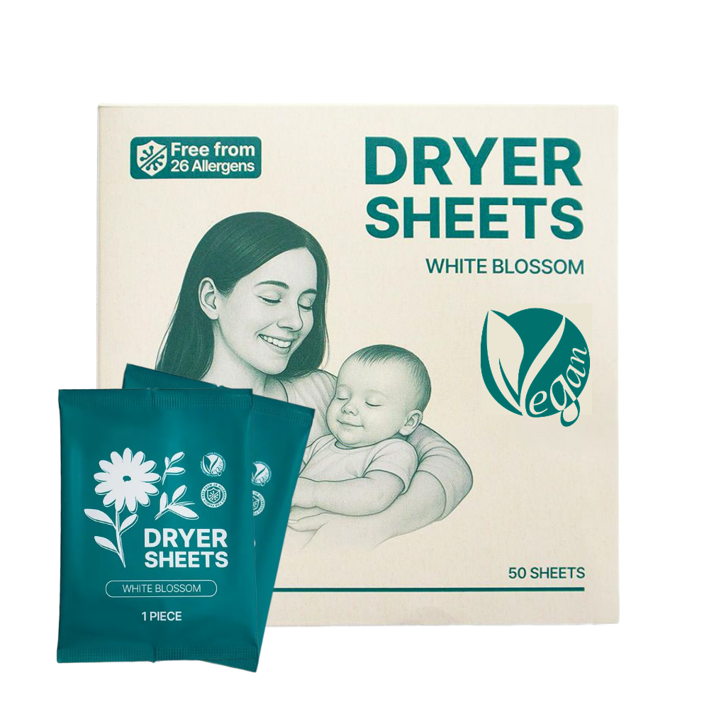 [알러지케어] 써니그린 건조기시트 비건 아기 드라이시트 종이 섬유유연제 개별포장 화이트블러썸, 1매, 50개 제품 이미지