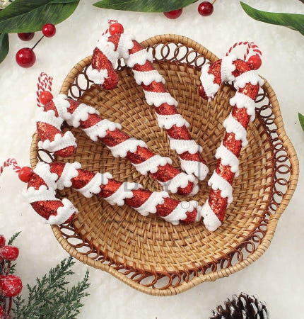 트렌디프레소 협력사 데이슬롯 레드 트리오너먼트 4p 막대사탕G 루비레드장식 크리마스소품 트리장식소품