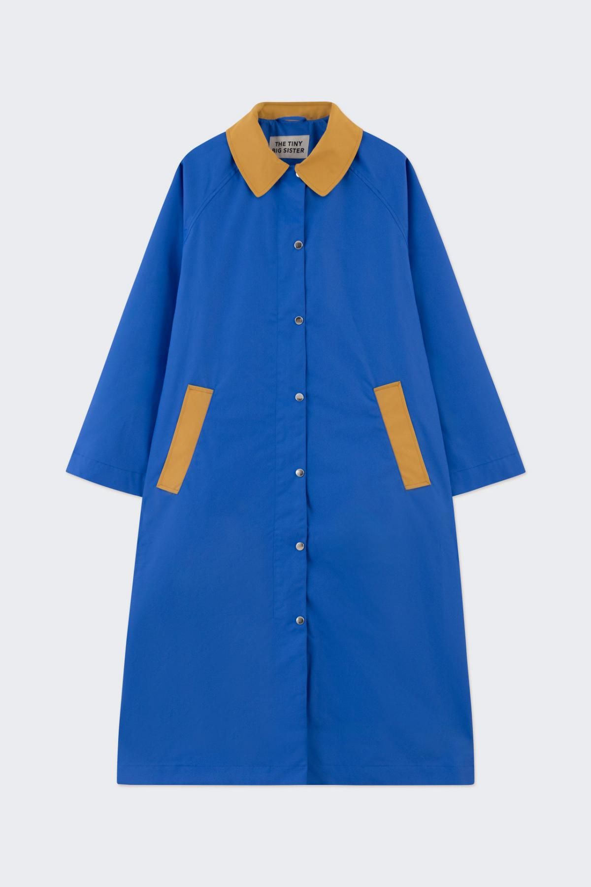 타이니코튼 컬러블록 롱 트렌치코트 AW24-682J29 ULTRAMAR - 상품 이미지