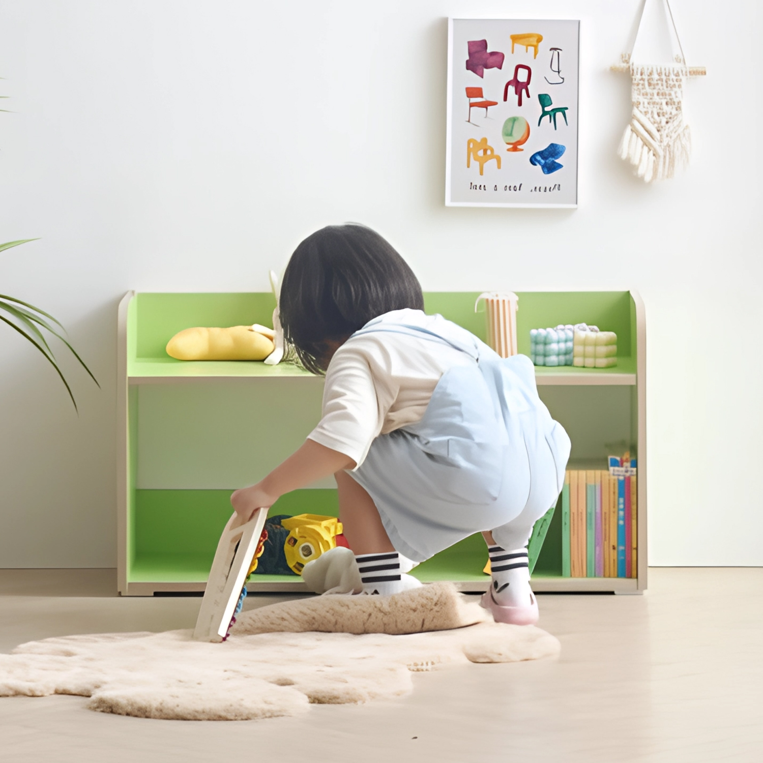 아기 선반 맘마존 선반 북선반 스탠드 책장 거실 선반장 800x295x425, 2단, 캐럿