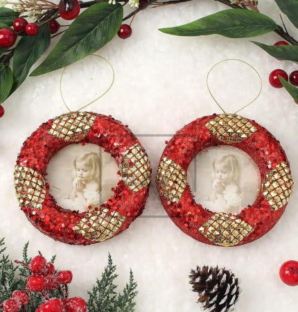 [트렌디프레소 협력사]데이슬롯 레드 트리오너먼트 2p 원형액자 크리마스소품 루비레드오너먼트 크리스마스트리