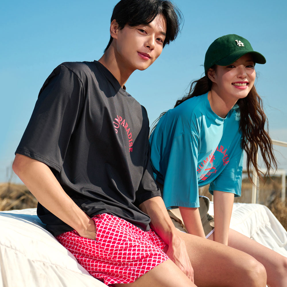 위크나인 래쉬가드 반팔 상의 여자 남자 물놀이 워터파크 수영복 파라다이스 인디고 제품 이미지