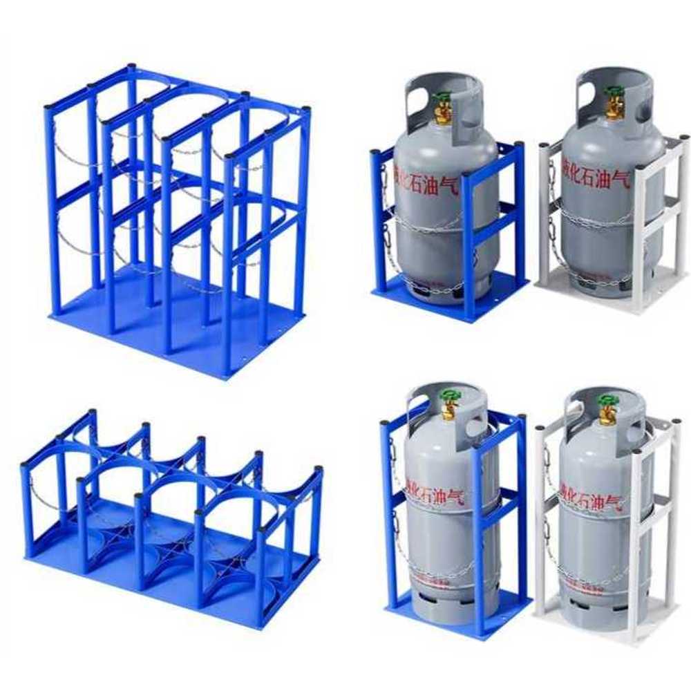 LPG 가스통 거치대 실외 안전 보관 스틸 거치 프레임 5병 4L-5L (블루/화이트) - 상세 이미지 3