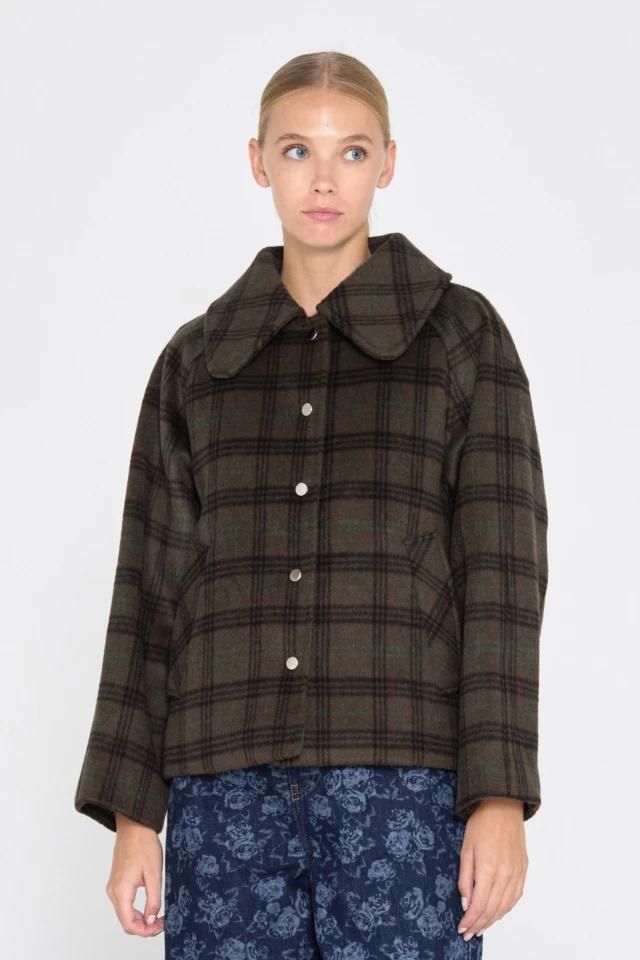 타이니코튼 체크패턴 숏코트 울혼방 테일러드카라 AW24-665P10 ONE COLOR - 상세 이미지 3