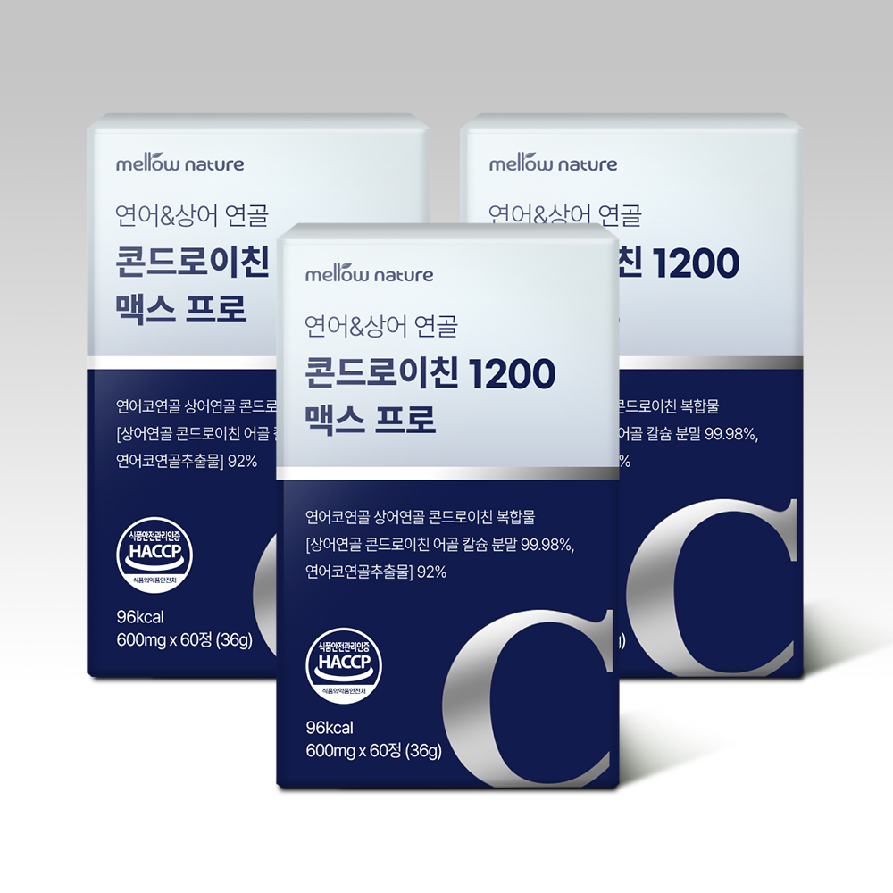 멜로우네이쳐 연어&상어 연골 콘드로이친 60정, 3개 - 상품 이미지