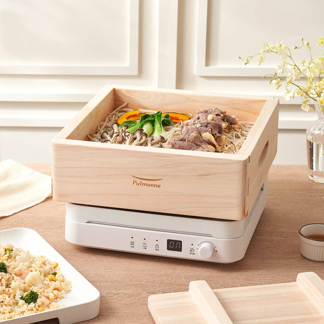 풀무원 트리플 인덕션 쿠커 1구인덕션 그릴플레이트 + 편백찜기 구성 RD1DWW1 - 상품 이미지