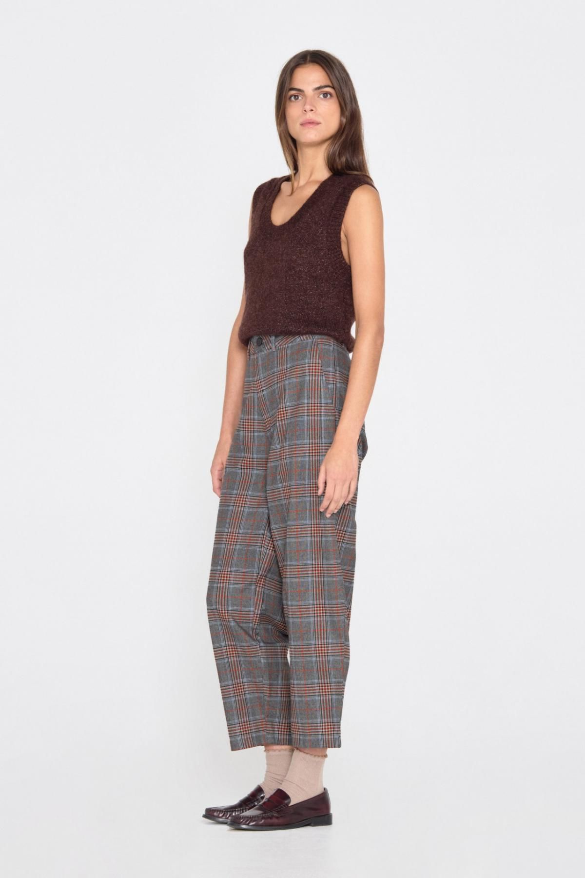 타이니코튼 체크 와이드 팬츠 AW24-642P63 ONE COLOR - 상세 이미지 4