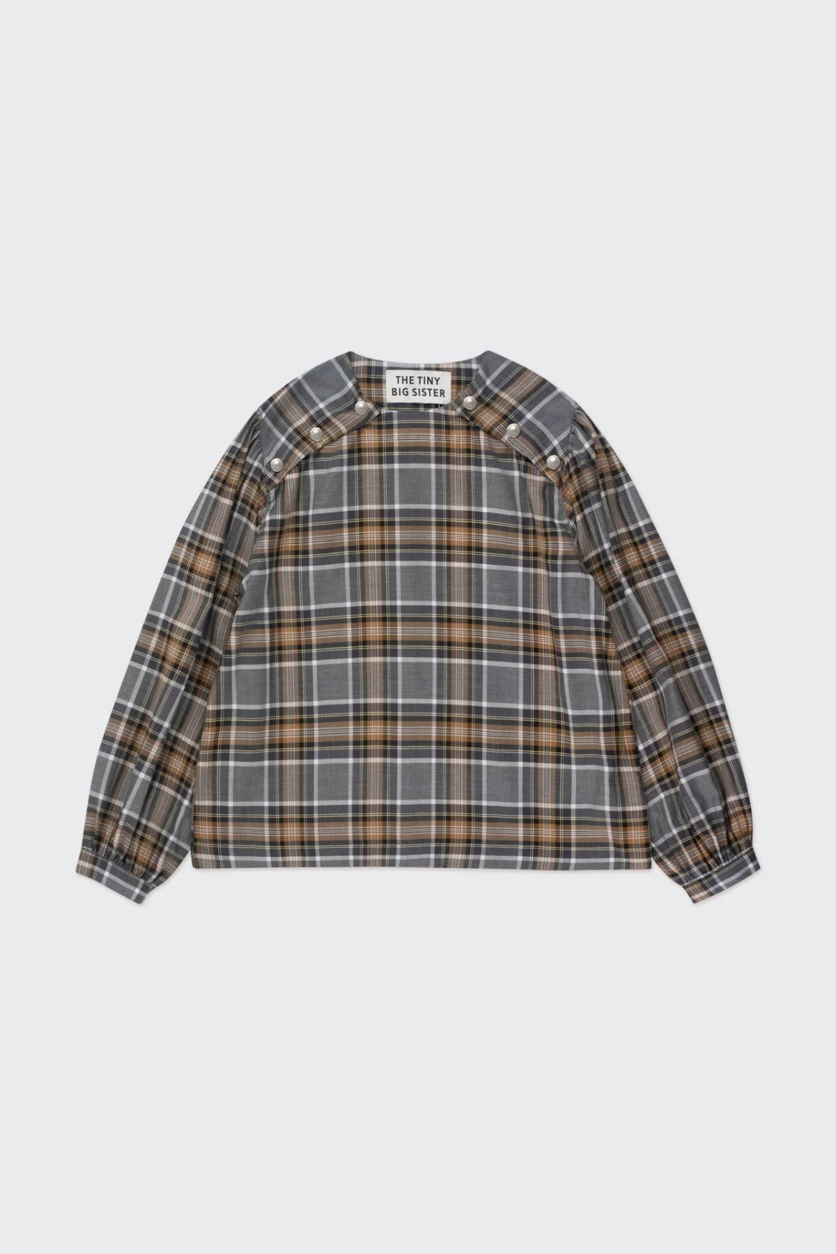 타이니코튼 클래식 체크 라운드넥 블라우스 AW24-639P63 ONE COLOR - 상품 이미지