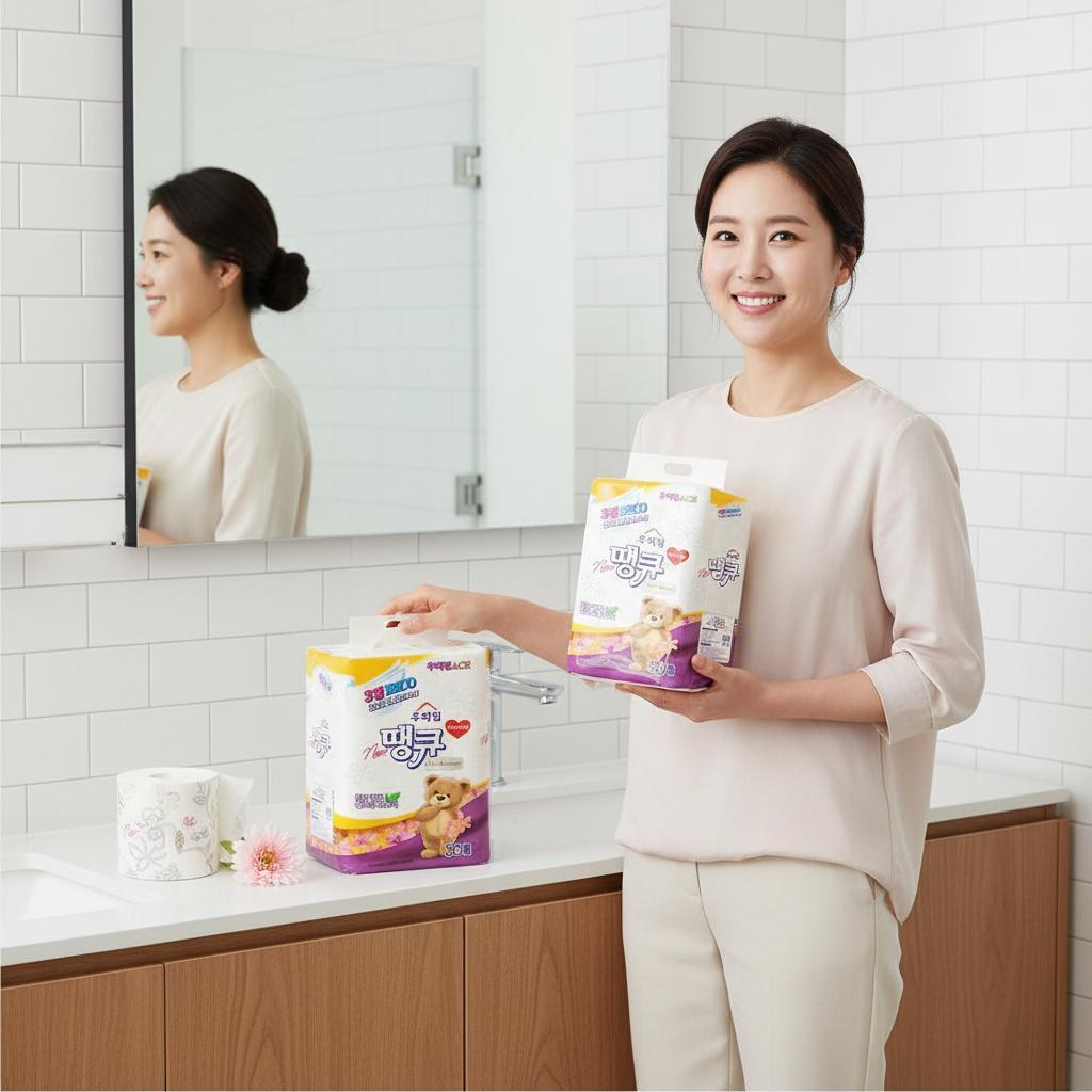 우리집 플라워땡큐 국산브랜드 3겹30롤 화장지 휴지 - 상품 이미지