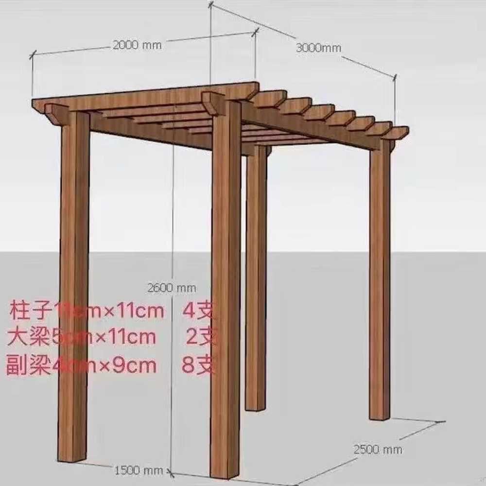 바베큐장 파고라 펜션 야외 휴식용 원목 그늘 쉼터 3x2x2.6m - 상세 이미지 4