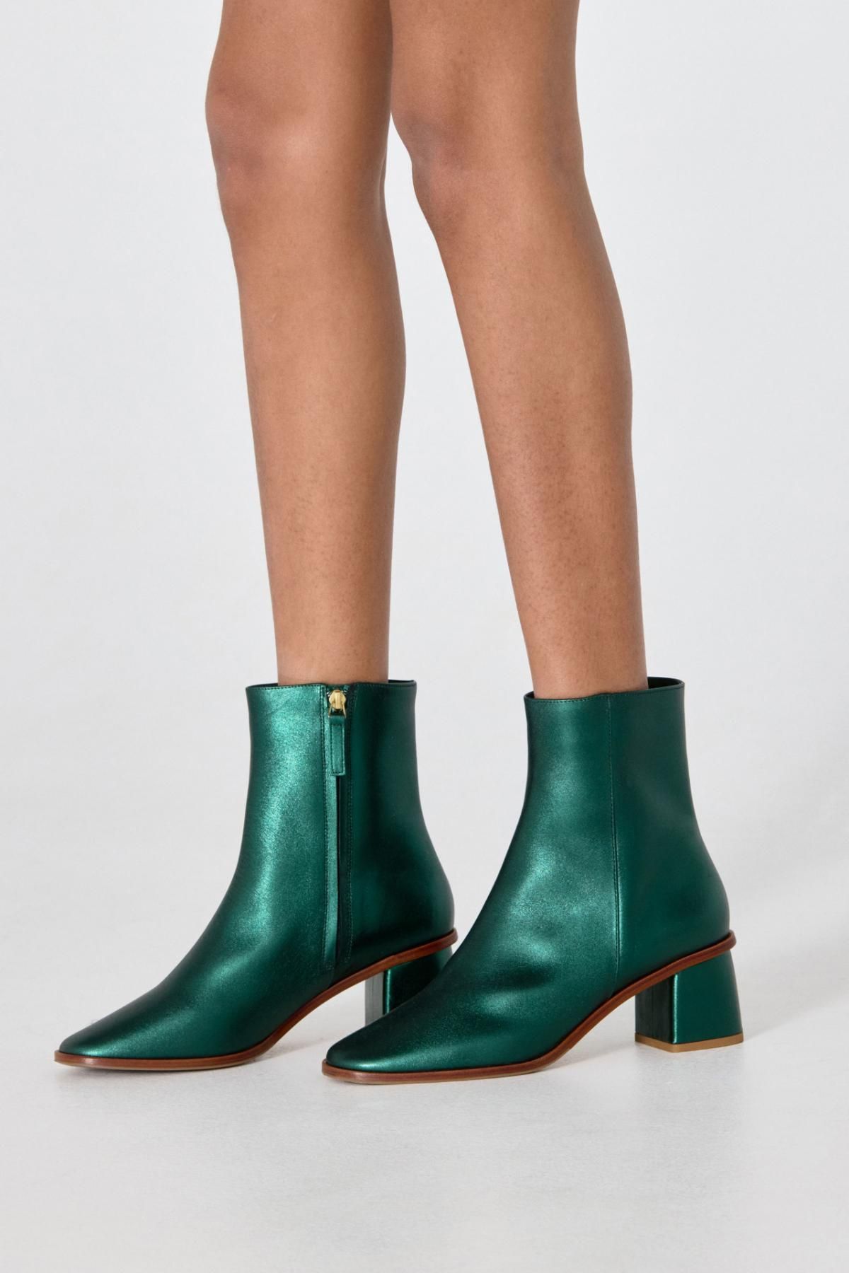 타이니코튼 메탈릭 레더 앵클부츠 AW24-762P80 VERDE - 상세 이미지 5
