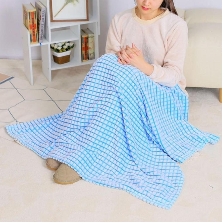 무릎담요 체크 이불 차량용담요 수면 차박 캠핑 교실 블루 - 상품 이미지
