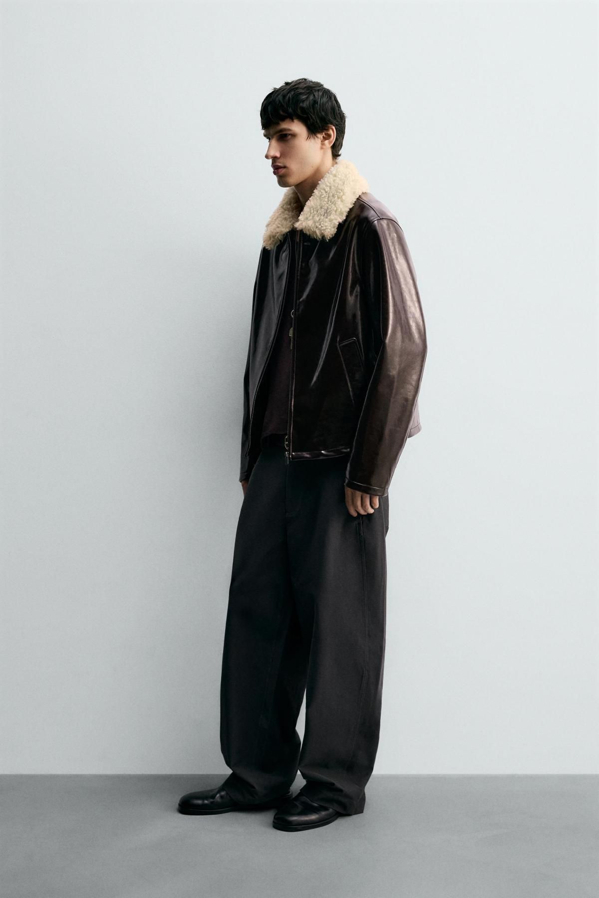 자라 테크니컬 비닐 레더 무스탕 재킷 3833/309 DARK BROWN - 상세 이미지 5