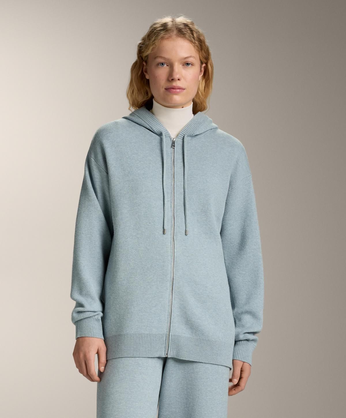 오이쇼 소프트 블루 니트 후드 집업 가디건 3897/880 WASHEDGREY-BLUE - 상세 이미지 2
