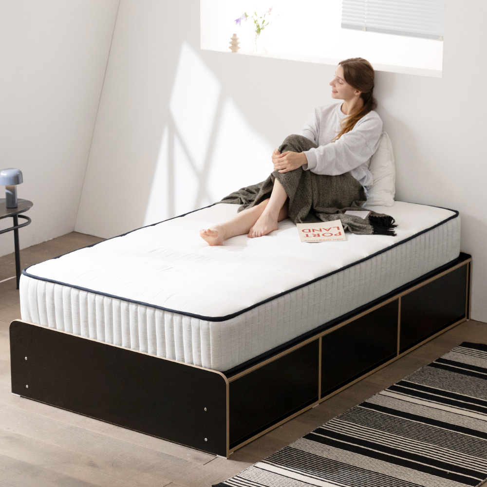 헤이즈 허리디스크 알러지케어 본넬스프링 침대 매트리스[방수커버EVENT] K(킹), 타이트탑(22cm)_네이비