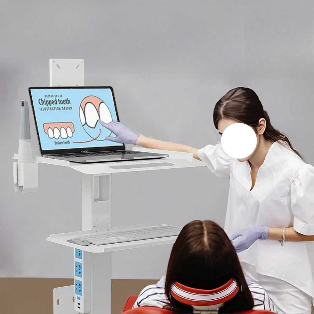 미용 트롤리 카트 츄레이 이동 수납 미용기기 정리대 2단 스캐닝 카트 - 상세 이미지 3