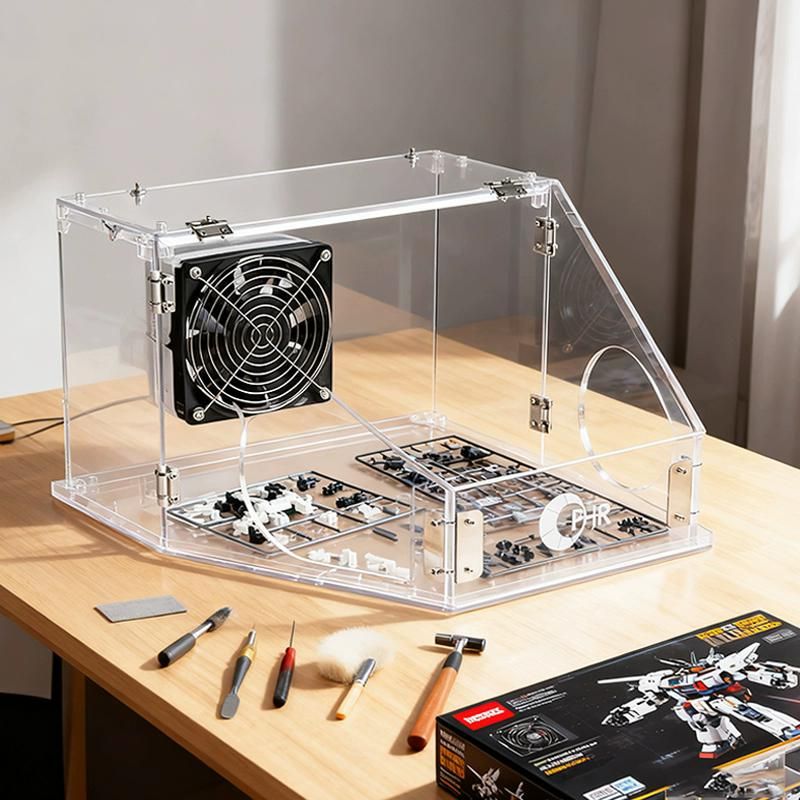 아크릴 도색부스 피규어 색칠 조각 연마 목공부스 LED 방진박스 단품 (5mm+3mm) - 상품 이미지
