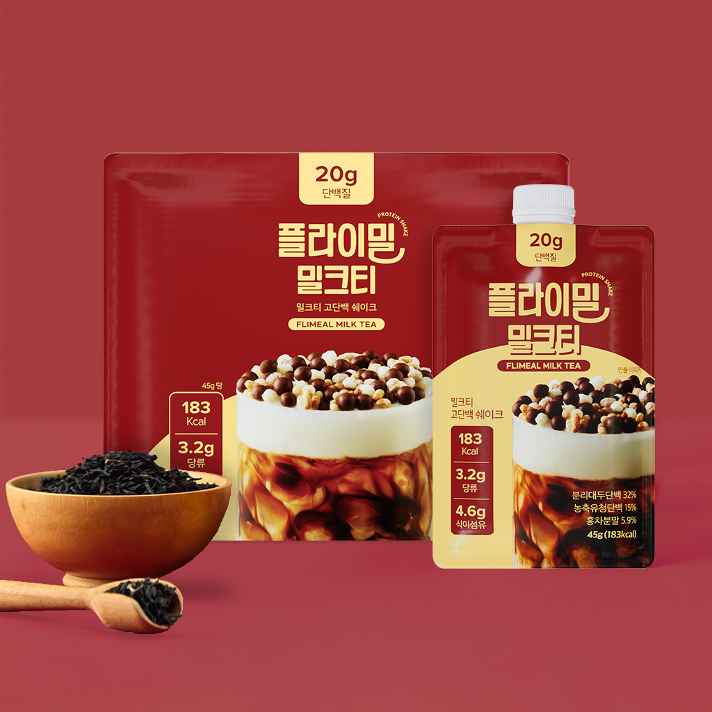 플라이밀 단백질 쉐이크 파우치 밀크티, 45g, 7개 맛있게 먹은 솔직 후기 - 대표 이미지