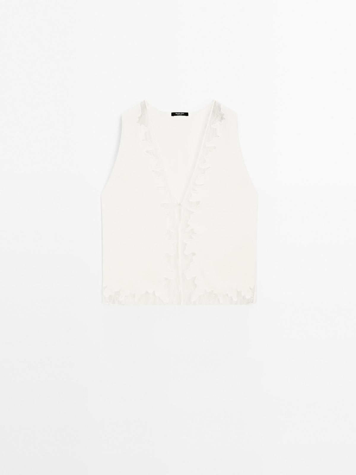 마시모두띠 레이스 플루이드 블라우스 민소매 브이넥 5103/995 OFF WHITE - 메인 이미지
