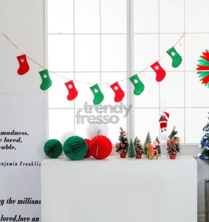 [트렌디프레소협력사]데이슬롯 크리스마스펠트가랜드 산타양말 성탄절 크리스마스소품 파티가랜드