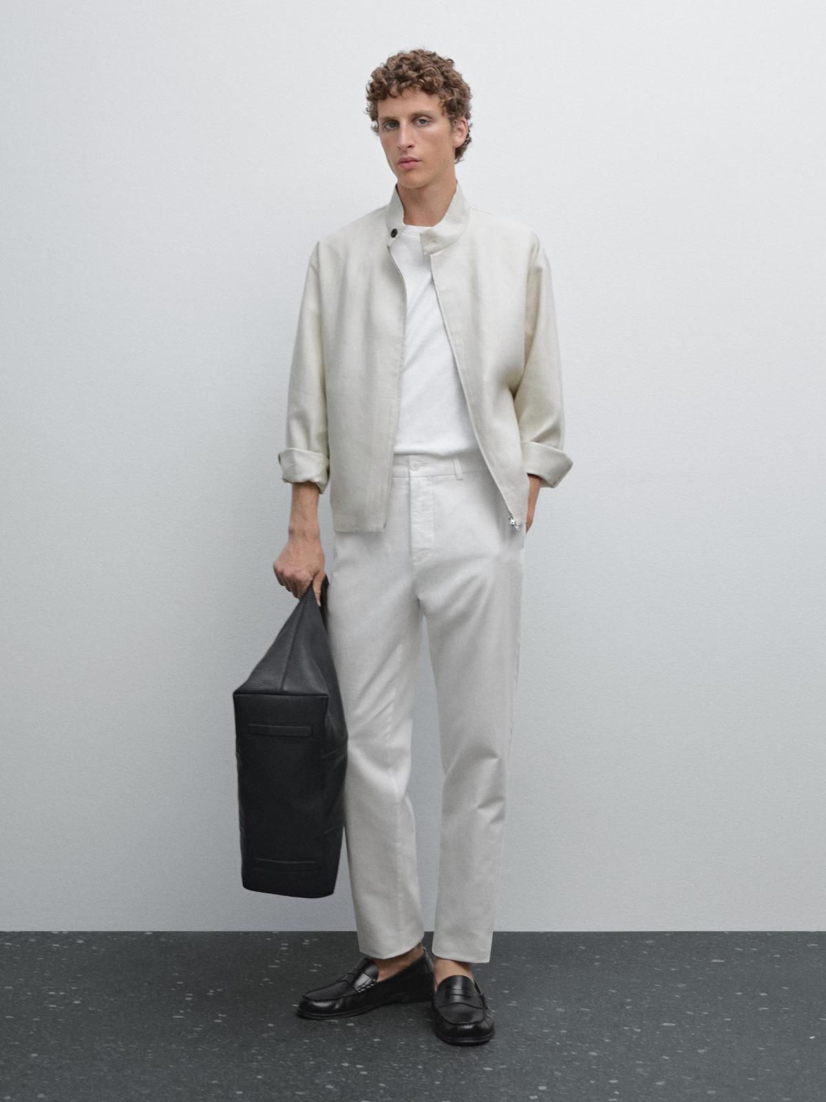 마시모두띠 테이퍼드핏 코튼 리넨 슬랙스 팬츠 0006/004 OFF WHITE - 상세 이미지 2