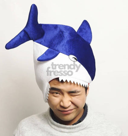[트렌디프레소협력사]데이슬롯 상어 모자 블루 아빠 분장 성인 파티모자