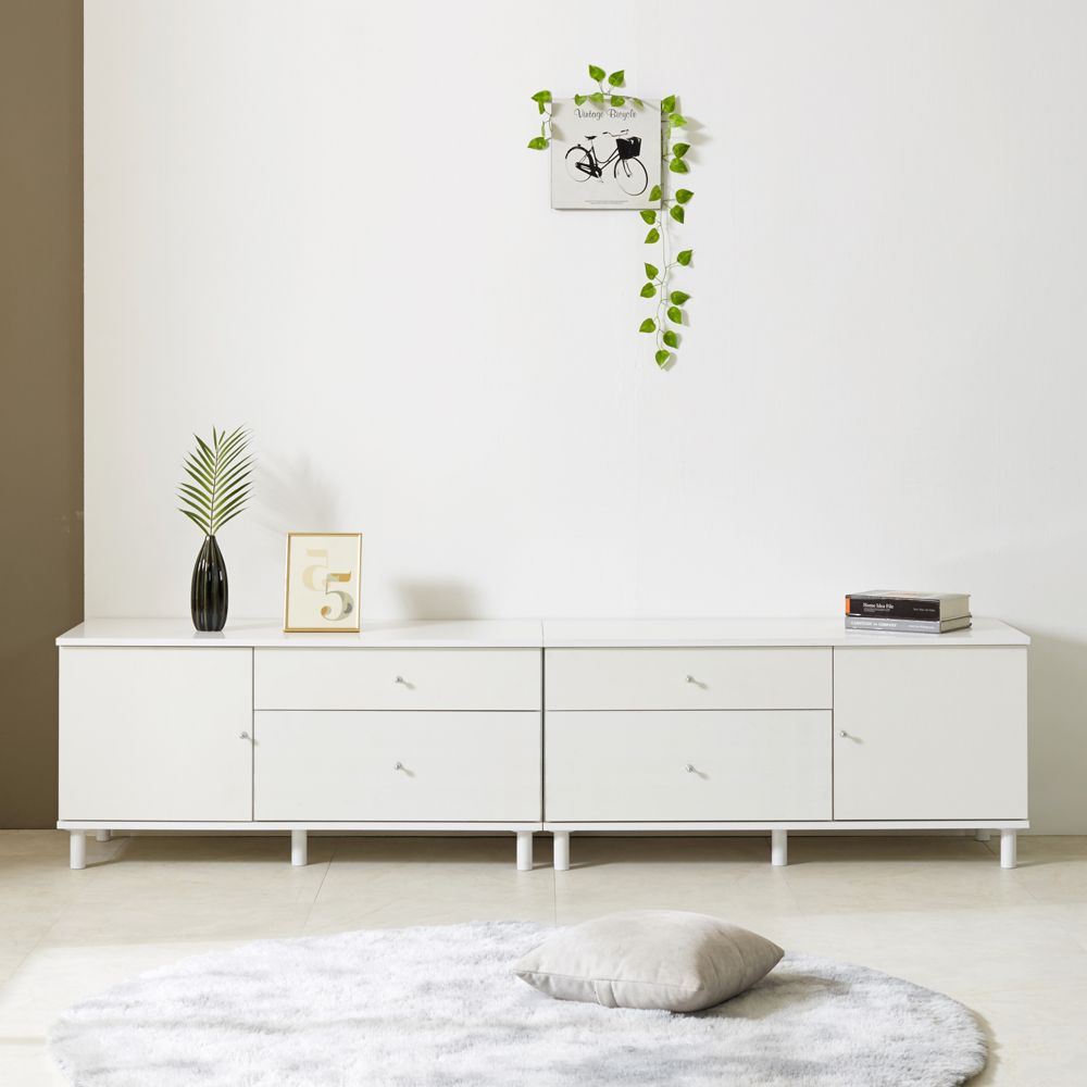 가구의서 서랍 콤비 거실장 세트 2000x400x485mm, 오크