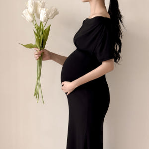 임산부 투웨이 원피스 주수 만삭 사진 촬영 셀프 스냅 오프숄더 키작녀 하... 착용 후기 | 사이즈/핏 총정리 - 상품 이미지 2