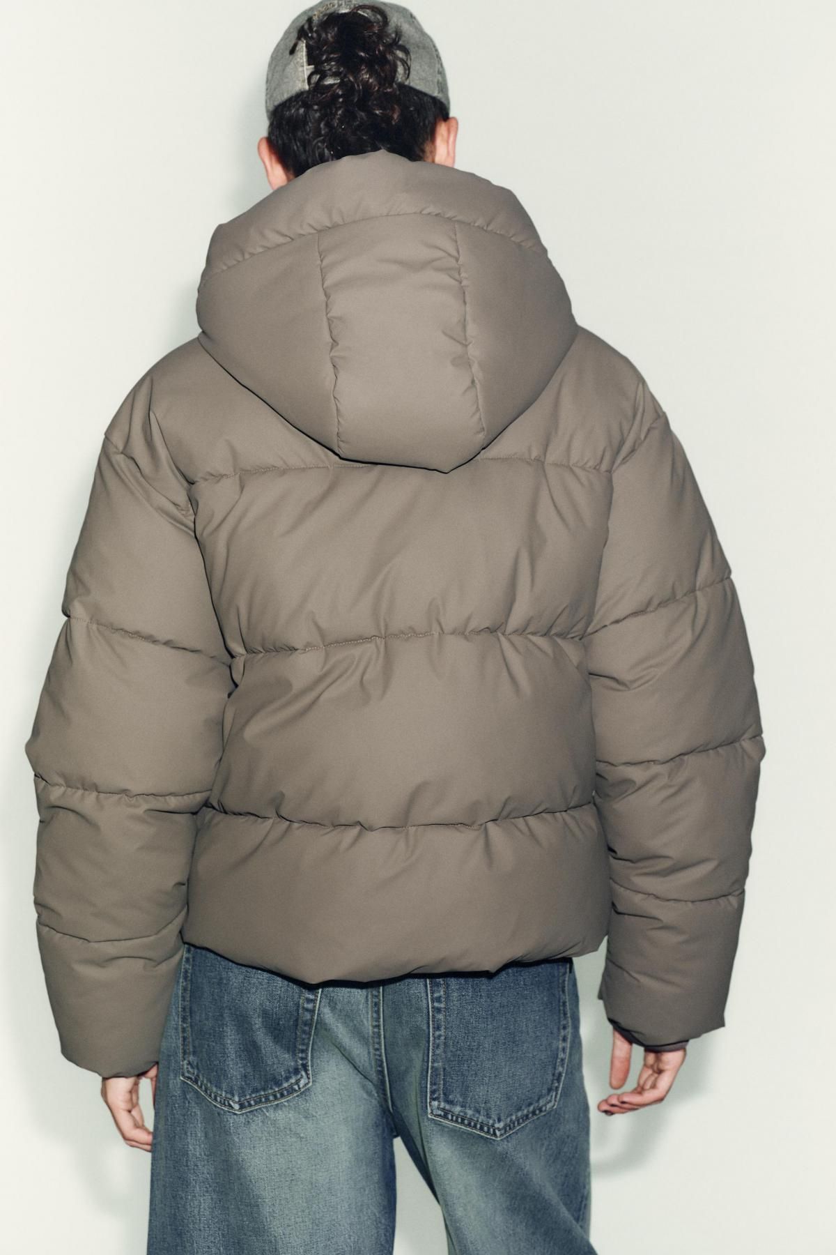 자라 테크니컬 방풍 숏 패딩 재킷 4391/777 BROWN / TAUPE 이미지 6