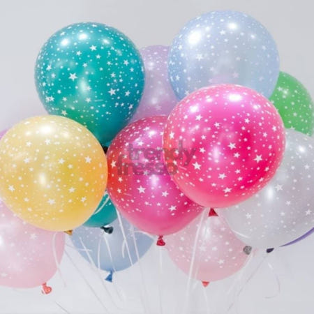 [트렌디프레소협력사]데이슬롯 풍선 30cm 펄별 인쇄 100입 생일 풍선장식