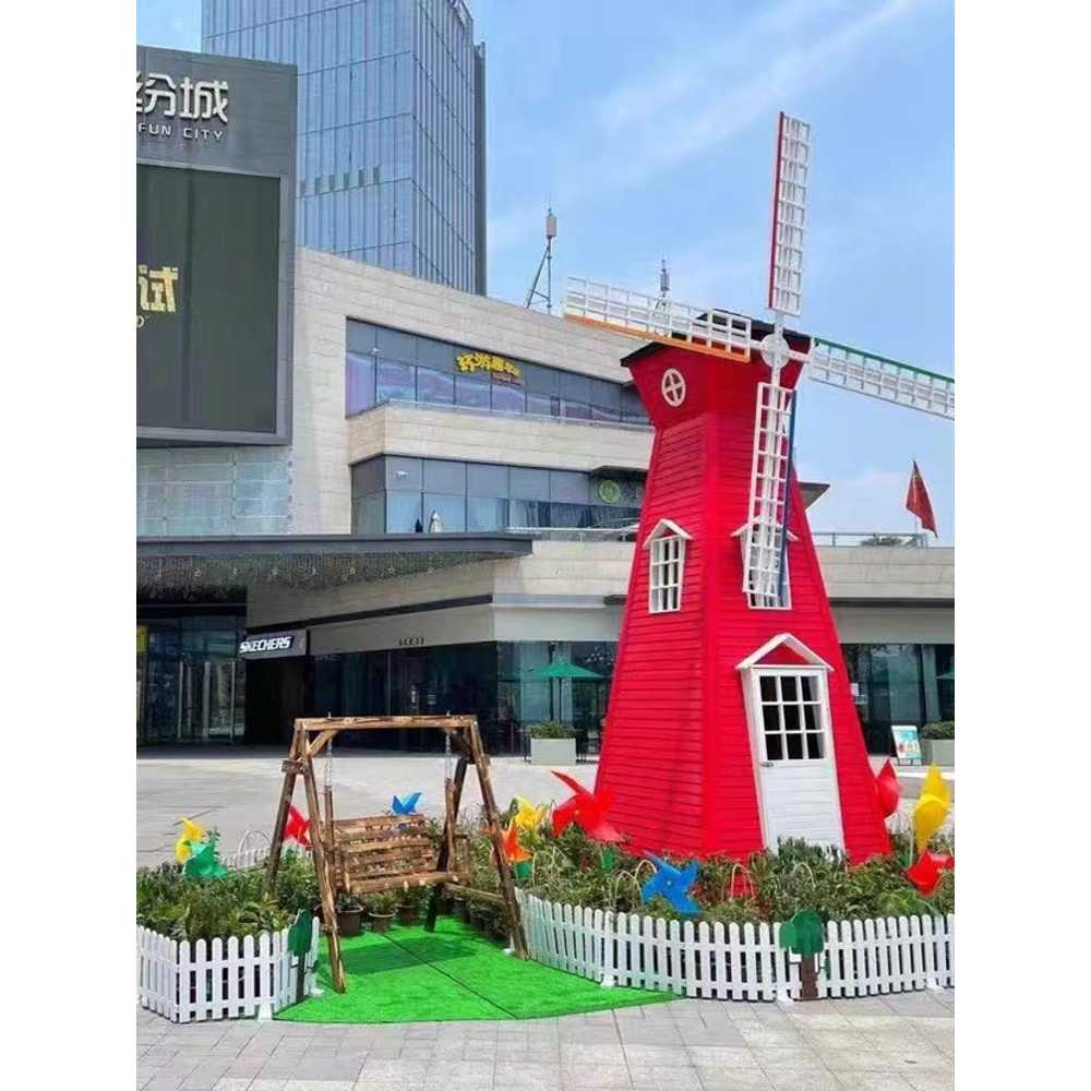 야외 풍차 장식 정원 인테리어 소품 조경 데코 아이템 1m 핑크 - 상세 이미지 4