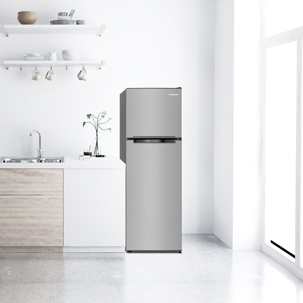 창홍 소형 미니 냉장고 2도어 원룸 가정용 실버 168L